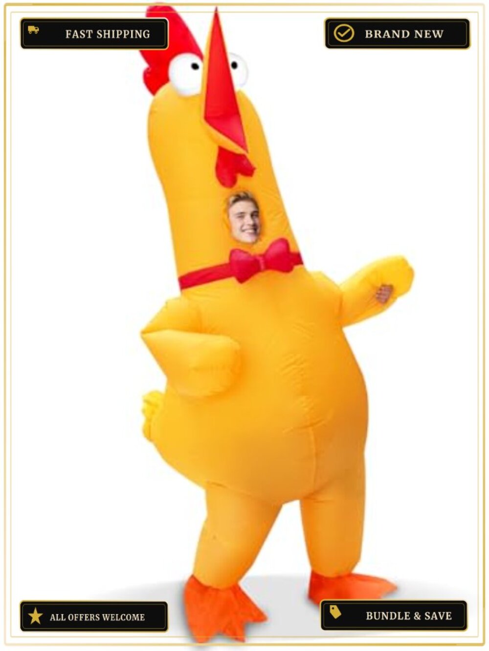 Screaming Chicken Inflatable Costume Adult Halloween Blow Up Full Body
